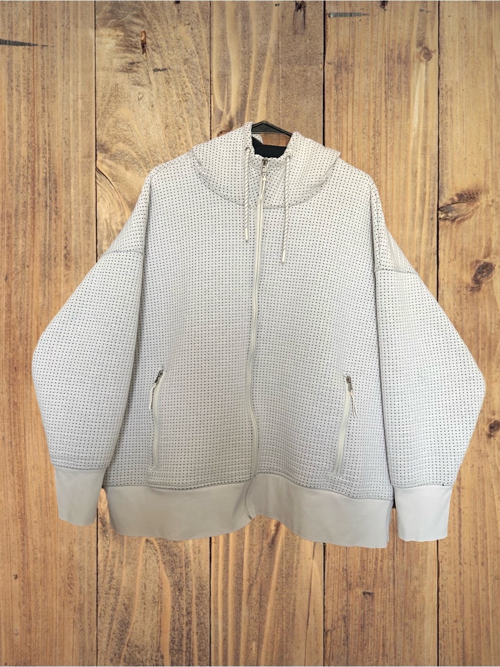 Old Navy Active Full-Zip Mesh/Perforated Hoodie – White/Black Micro-Dot – 4X